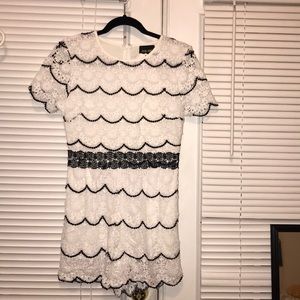 Black and white ruffle romper